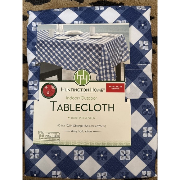 Huntington Home Plaid Polyester Tablecloth 102x60 Inches New. 4327 - Picture 1 of 5